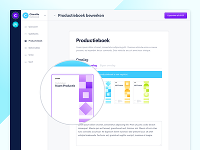 ProductionKit — Productionbook Template book cover colourful dashboard document export form production book survey template ui zoom element upload