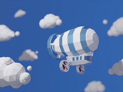 Zeppelin WIP 3d clouds cute illustration low poly low polygon polygon render sky tiny zeppelin