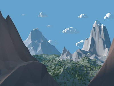 Low Poly Mountains landscape WIP