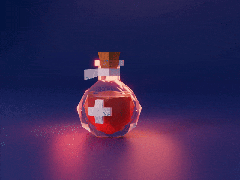 Health potion animation 3d elixir game game asset glow health illustration low poly lowpoly medicine model potion red streaks