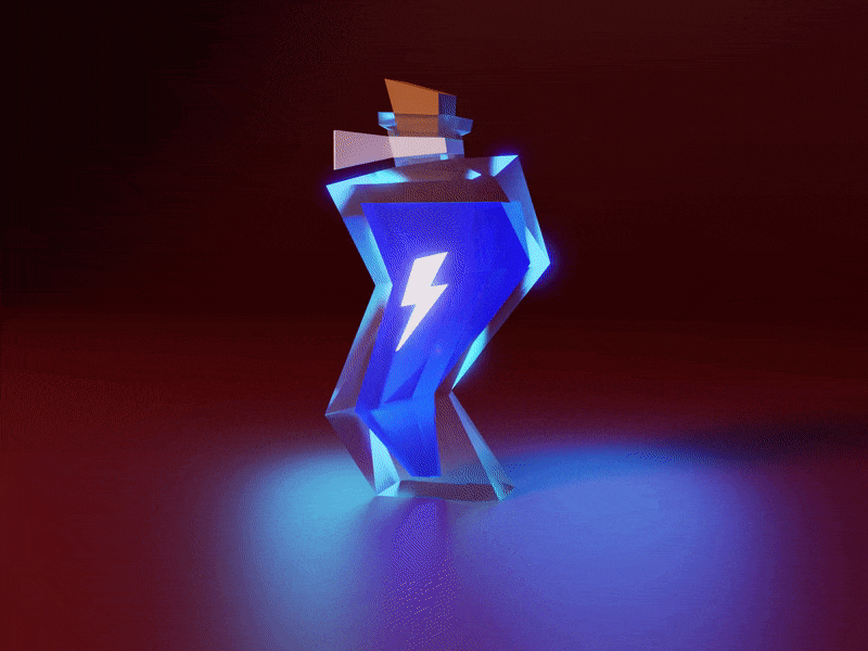 Energy potion 3d blue elixir energy flask game asset illustration low poly lowpoly mana model potion props