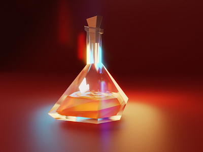 Flame potion 3d fire flame game game asset illustration low poly lowpoly model potion props