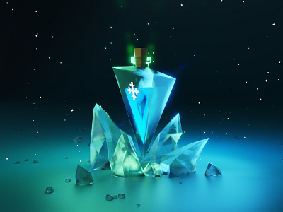 Potion of Frost 3d elixir flask frost game asset ice illustration low poly lowpoly model potion props