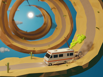 Bad trip 3d animation breaking bad fanart hypno illustration low poly lowpoly spiral