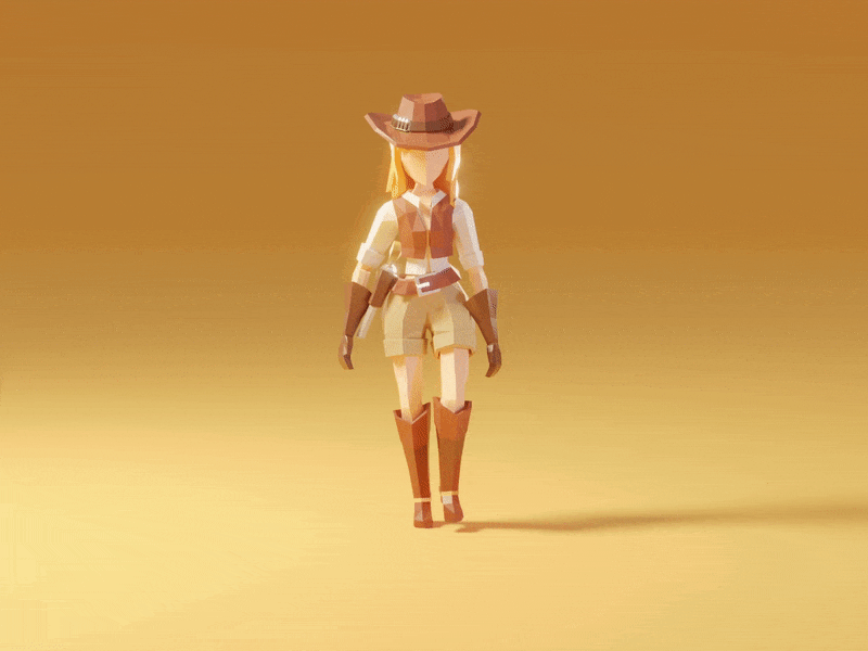 Lowpoly cowgirl 3d animation animation 3d blender cowboy cowgirl game asset low poly lowpoly model western