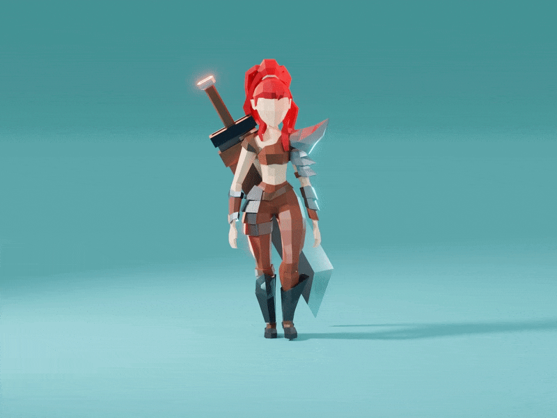 Lowpoly barbarian girl 3d barbarian character fantasy game asset girl low poly lowpoly model potion warrior
