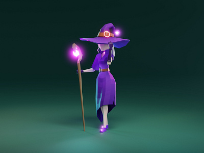 Lowpoly wizard girl 3d character character design fantasy game asset girl illustration low poly lowpoly mage magic model witch