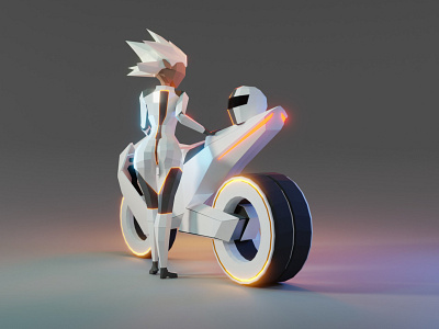 Lowpoly racer 3d bike character game asset girl illustration low poly lowpoly model motorbike racer sci fi scifi