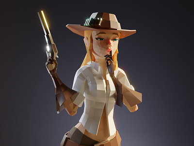 Lowpoly cowgirl 3d character game girl illustration low poly lowpoly model