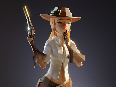 Lowpoly cowgirl