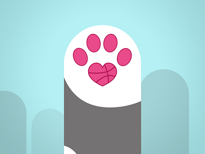 Hello Dribbble! cat cyan hello hello dribbble hi hi dribbble paw start