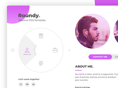 Roundy Resume business card circle curriculum vitae cv freelancer personal personal website portfolio profile radial resume round trend vc vcard