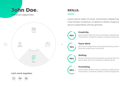 Roundy Desktop: Skills business card businesscard circle curriculum vitae cv personal portfolio radial resume website