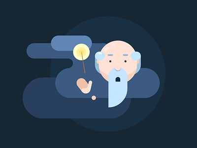 Flat Mage Person character cloud flat flatdesign fright illustration mage magic old vector