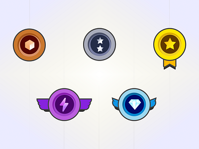 Gamification UI Badges badge branding design game gamification illustration levels points rewards ui