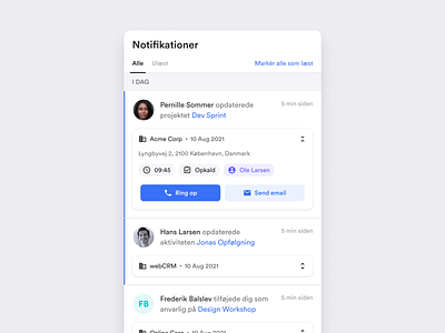 Notifications Modal Exploration backoffice crm dashboard design notifications ui ux