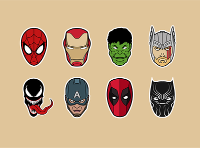 Marvel Heroes Icons amadine art blackpanther captainamerica deadpool design hulk illustration illustrations ironman marvel marvel comics marvel icons marvel studios spiderman superheroes thor vector venom