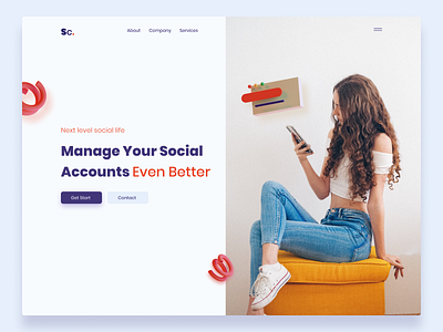 Social Chat Web ui colorful hero image ui ui design web ui website