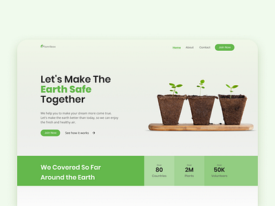 Green Plant Landing Page branding colorful corporate design green nature save nature ui ui design website