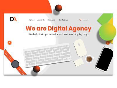 Digital Agency website header business colorful corporate design illustration template ui ui design web application design web ui website