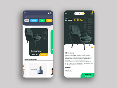 Furniture selling app UI app ui design business colorful corporate design furniture app home decoration shopping app template ui ui design website