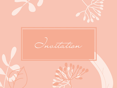 pink color invitation with flowers and frame media