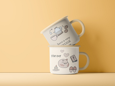 Cute print on mugs continuous cup cute design graphic graphic design illustration print style