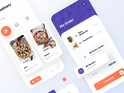 Delivery - App Concept app burger coffee creative delivery ecommerce food icons ios meal menu mobile order pizza product restaurant ui ux