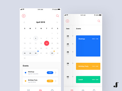 Calendar UI Design blue calendar event ios minimal red todo ui ux