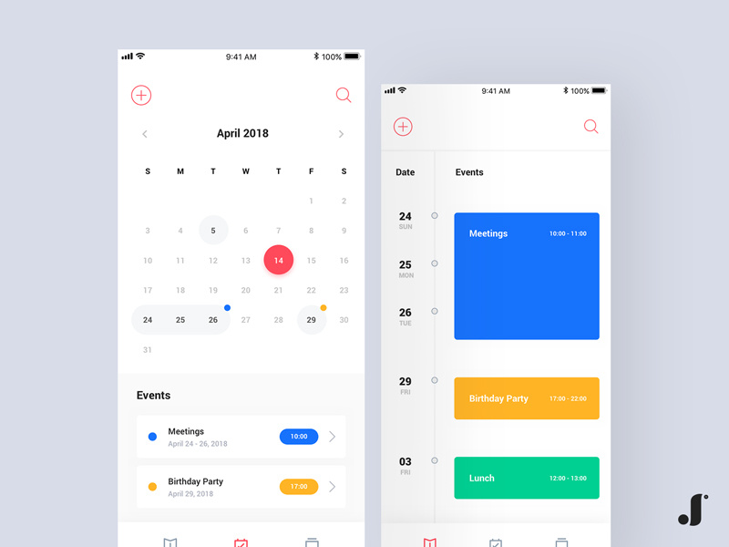 Calendar UI Design by Johnny Kyorov on Dribbble