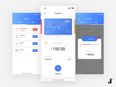 Manage Bills App concept app bill ios manage payment ui ux