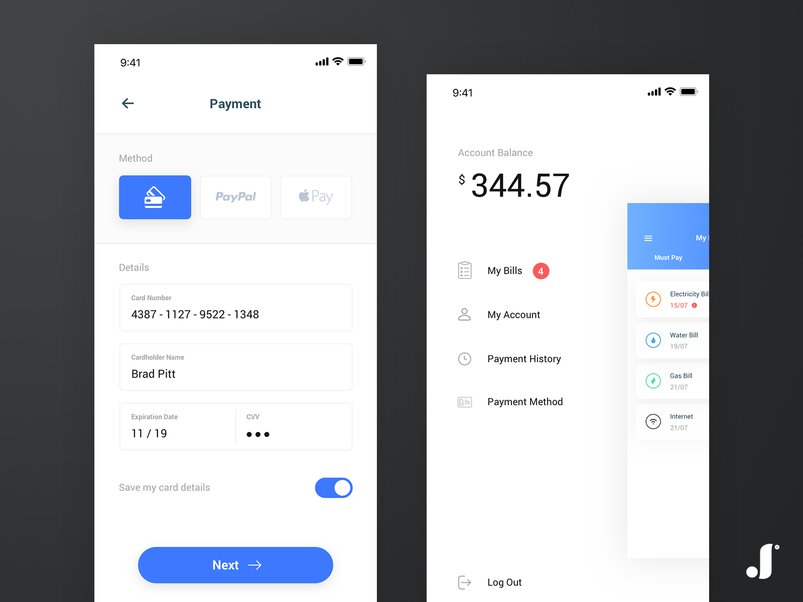 Pay add. Payment method app. Payment UI Design for IOS Step by Step.