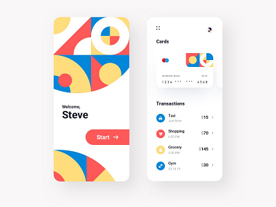 Wallet App abstract app banking flat ios mobile ui ux vector wallet