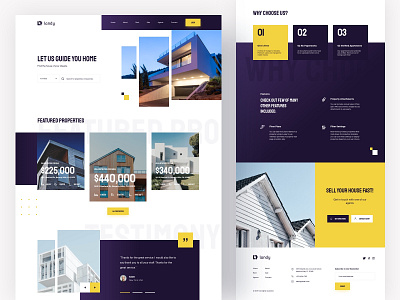 Real Estate Landing Page branding design house purple real estate real estate agency ui ux webdesign website yellow