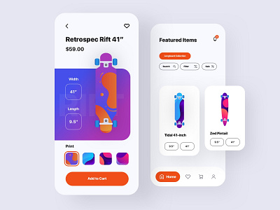 Longboard App - Concept abstract app gradient illustration ios longboard skateboard ui ux