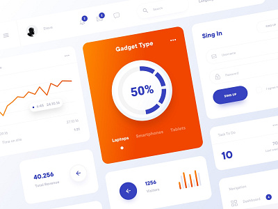 Cards & UI Elements analytics app atomic clean dashboard design design system minimal navigation bar product design search bar sign in sign up todo list ui ux