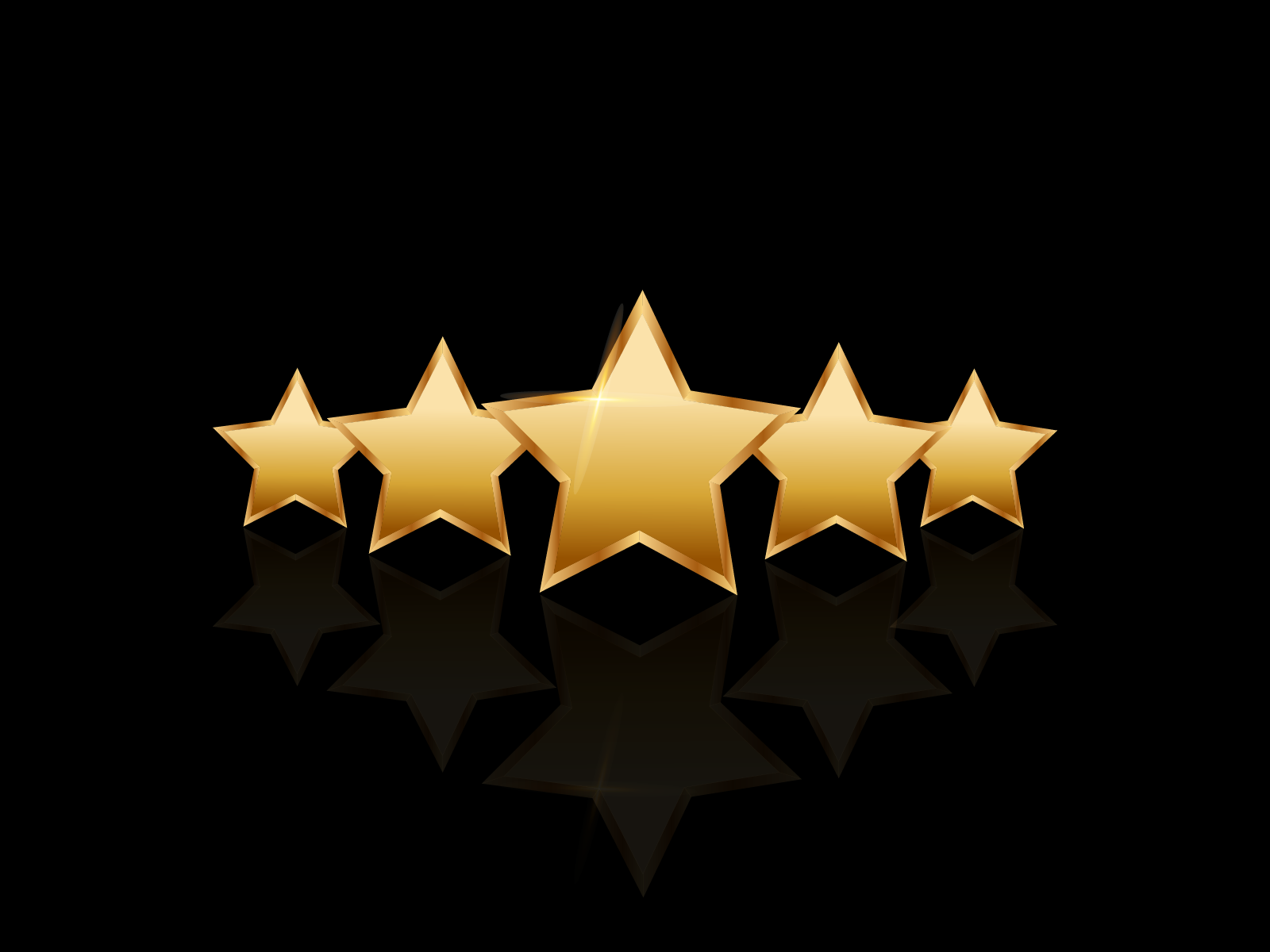 Five gold stars on a black background. by Tatiana on Dribbble