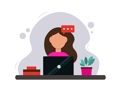 A girl with a laptop. computer flat design girl illustration laptop love message people vector woman work