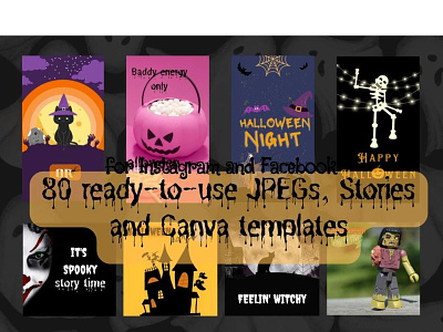 80 ready-to-use JPEGs, Stories and CANVA templates_HALLOWEEN canva templates digital products facebook stories graphic design halloween influencers instagram instagram posts instagram stories social media social media management templates tiktok stories