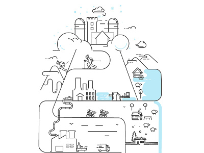 Water Cycle blue community connection icon illustration line link recycle saw snow treatment water