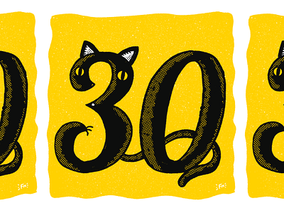 Cat-tastic 30th Birthday card illustration print risograph