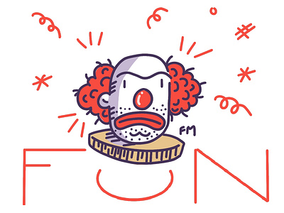 Fun cartoon character clown illustration ipad minimalist procreate