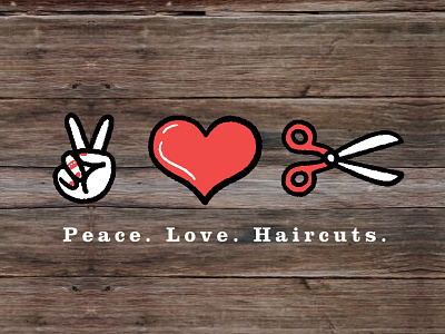 Peace Love Haircuts hand drawn icon iconography illustration illustrator logo
