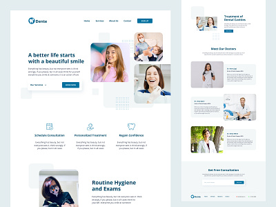 Dente - Dental Clinic Landing Page clinic dental design illustration landing page medical ui ux website