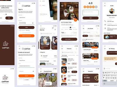 caFFan - coffee shop app design 3d animation app branding design graphic design illustration landing page logo motion graphics ui ux