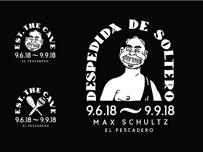 Bachelor party T-Shirt blackandwhite cabo caveman design illustration logo reillysauer spanish typography