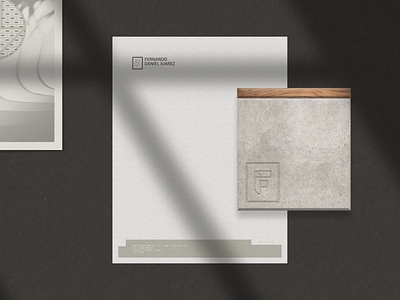 Brand Refresh - Arq. Fernando Daniel Juárez architecture branding concrete idenity light stationery warm grey