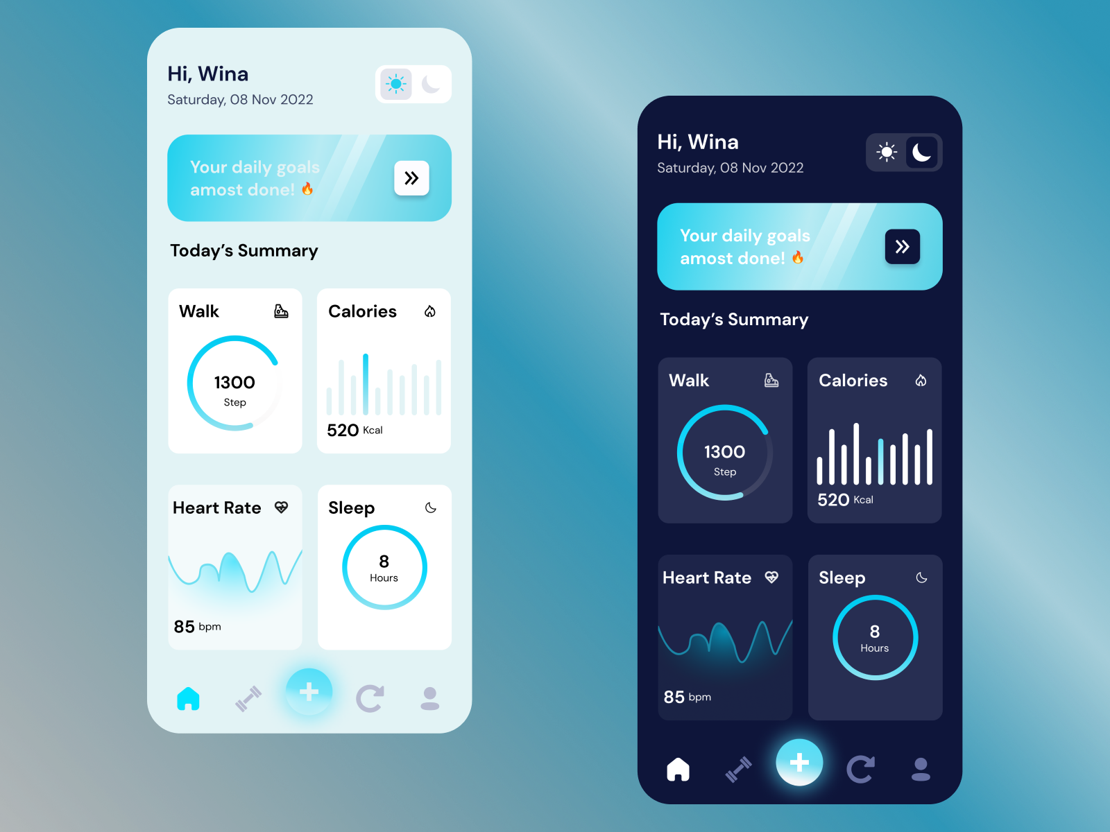 Light mode and Dark mode Inspiration by wina fitriani on Dribbble