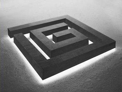 JG Logo Model clean design environmental environmental design glowing logo model modern signage square