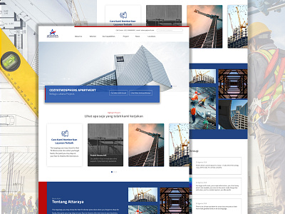 Web design company profile construction company construction worker landing page website